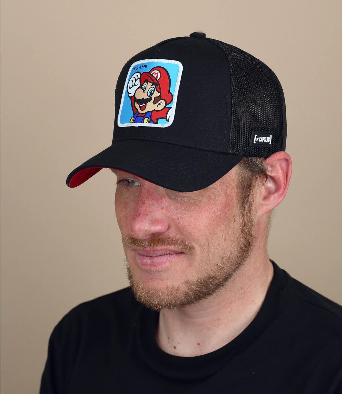 black red Mario Bros trucker Trucker Mario